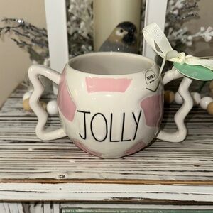 Rae Dunn Jolly Mug with Pink Accents
